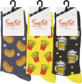 Funny Feet socks - Happy kousen - cadeau - grappige sokken - 3 paar - Maat 39/42