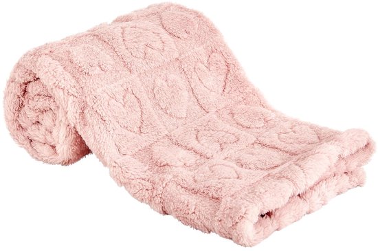 Couverture bébé - Couverture bébé en polaire Coral - 75 × 100 cm - Couverture à carreaux cœur - Super douce et confortable - et couverture pour tout-petit pour lit bébé et poussette （Rose foncé）