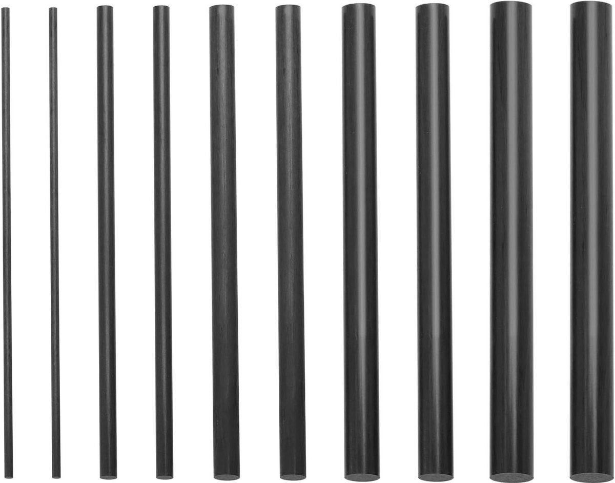 Allecto Plus - Carbon Fiber Hengelreparatieset - Reparatie voor Baitcasting en Spinnning Hengels - 2mm 4mm 6mm 8mm 10mm - 10 stuks