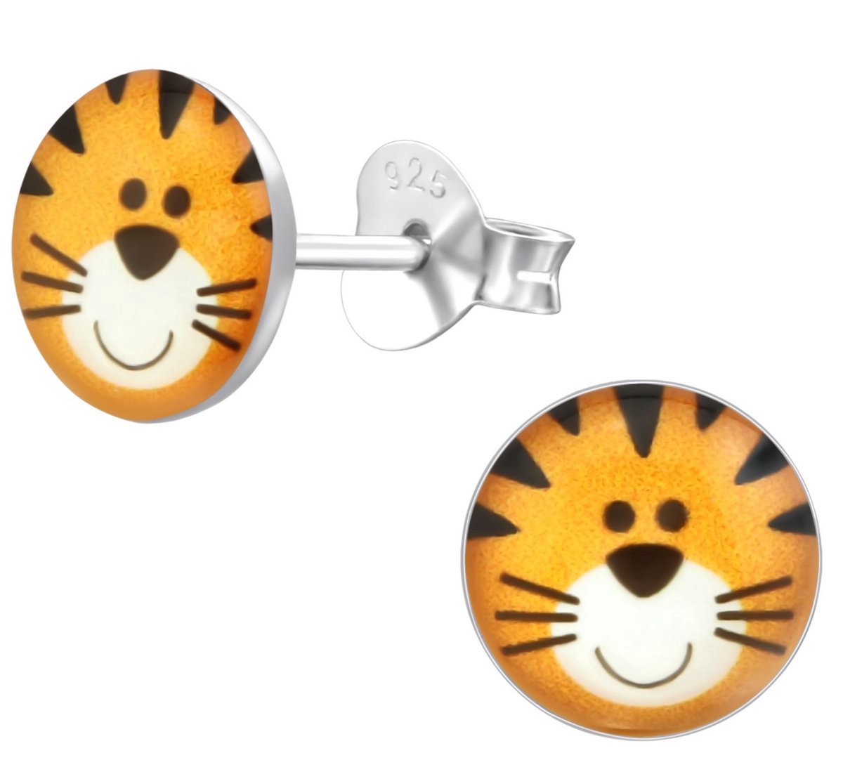 Oorbellen - Kinderoorbellen - Meisje - 925 Sterling Zilver - Zilver - Tijger
