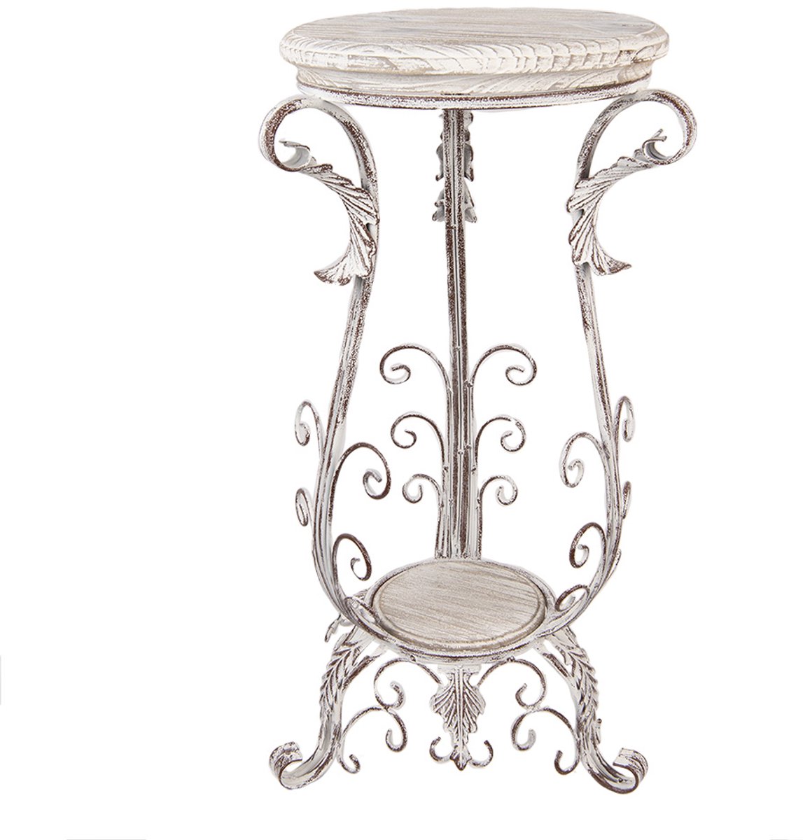 Clayre & Eef Plantentafel 40x40x75 cm Wit Bruin Metaal
