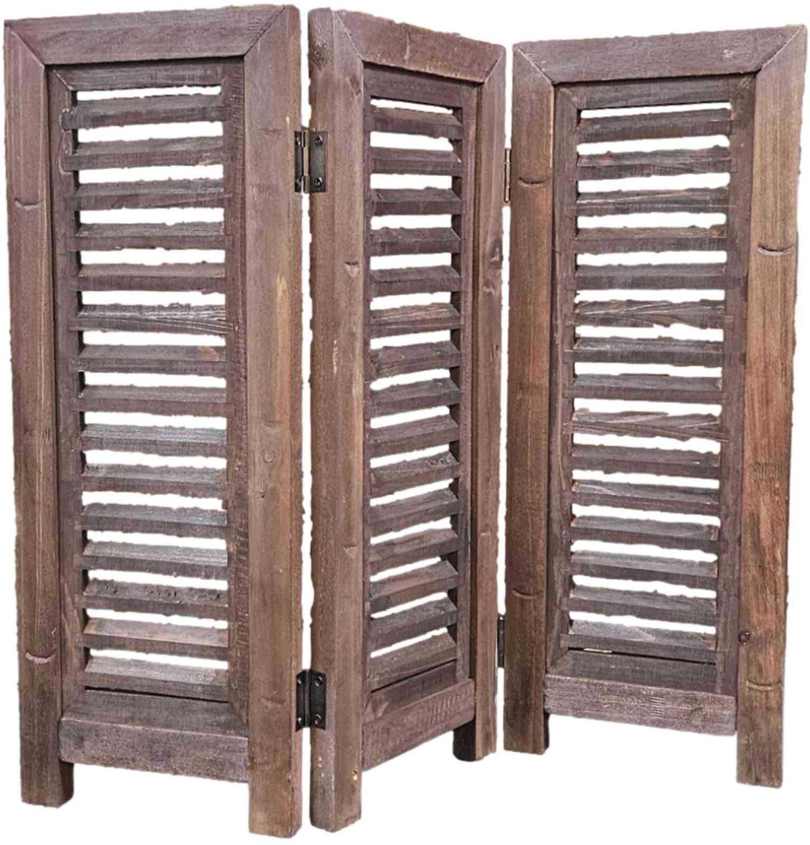 Raamscherm hout 52 cm - landelijke shutter als raam scherm bruin | Inspiring Minds
