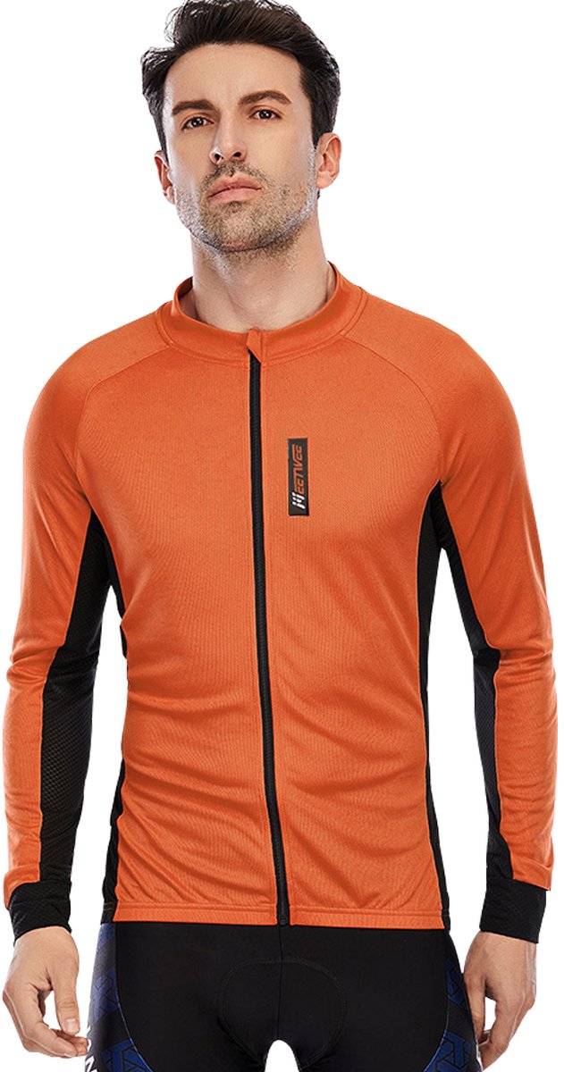 MEETEU Cycling Fietsshirt Heren - Lange Mouw - Wielershirt-Oranje-XXXL