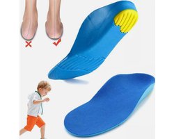 Inlegzolen - Kinderen Orthopedische Middenvoet Steunkussens - Voetboogbrace - Steunzolen Tegen Platvoeten - Steunzolen Tegen Platvoeten - 1 paar - blauw - 33-35 - PU Schuimvoering - Hielpijn Verlichting - blauw