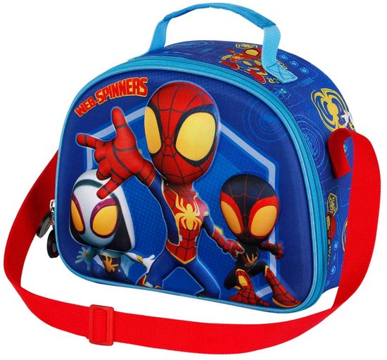 Karactermania - Marvel - Spiderman Spinners - Sac à lunch isotherme 3D avec attache pour chariot - Snack - Blauw