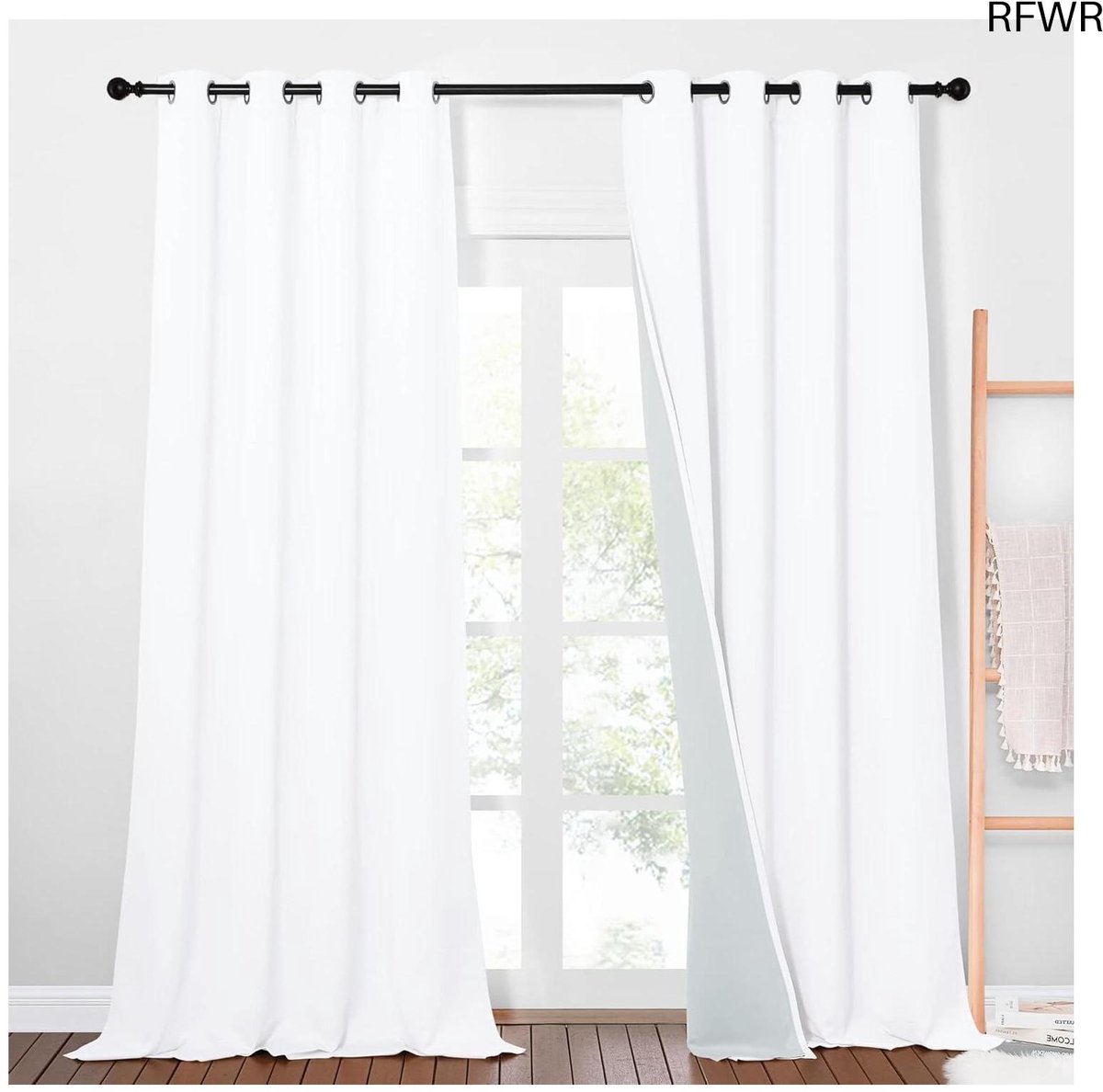 RFWR® Verduisterende Gordijnen 100% Ondoorzichtig met Lussen - Thermische Isolatie 132x260cm