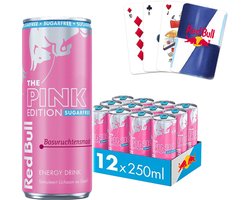 Red Bull The Pink Edition Wildberry - Suikervrije Energiedrank - Sugarfree Energy Drink - 12x250 ml (3000ml) + Red Bull Kaartspel
