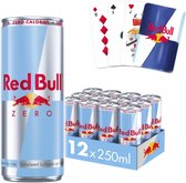 Red Bull Zero Energy Drink - Energiedrank - Sugarfree - Suikervrije Energiedrank - 12x250 ml (3000ml) + Red Bull Kaartspel