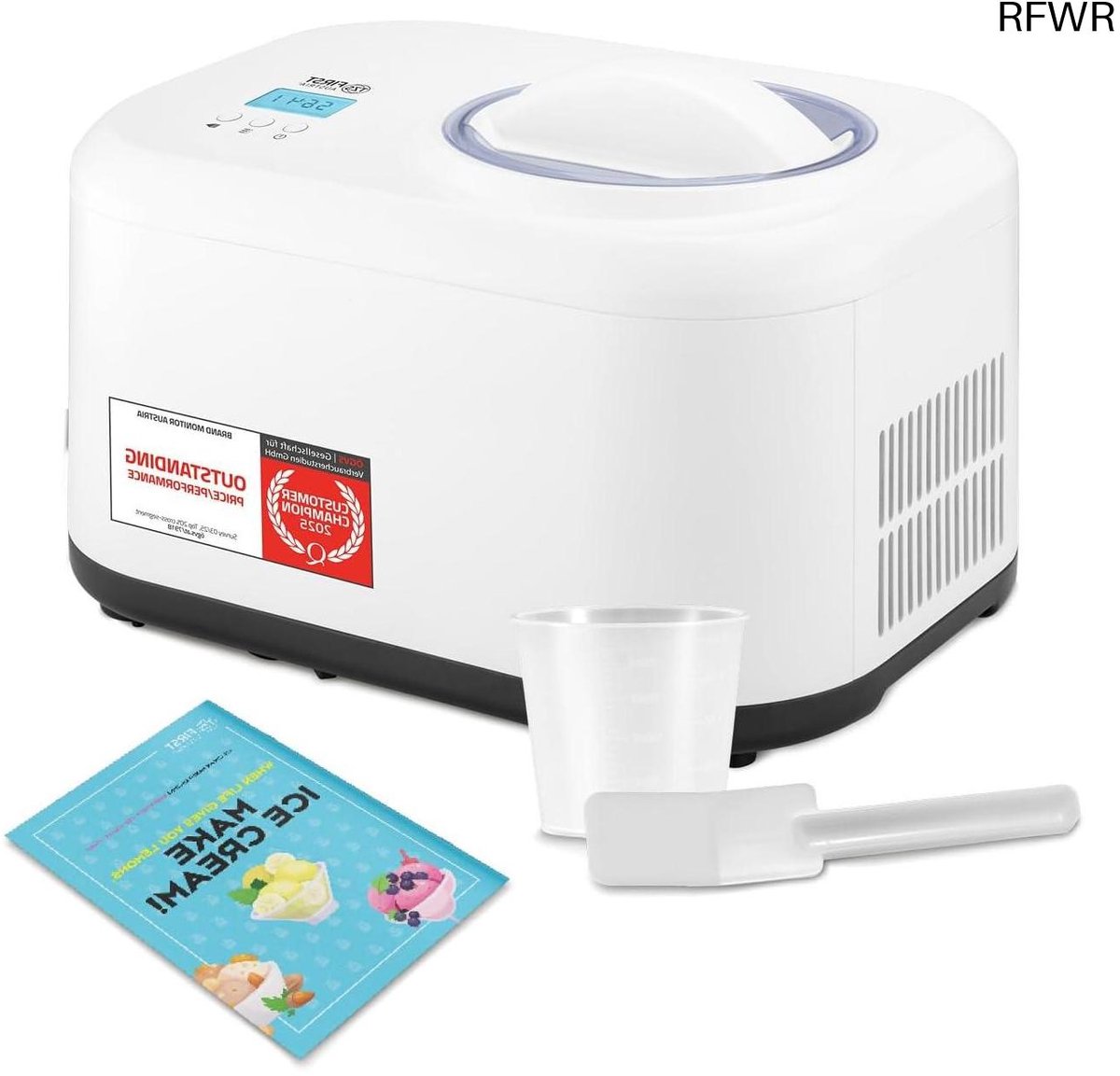 RFWR® Zelfkoelende IJsmachine en Yoghurtmaker met Uitneembare 1 Liter IJshouder