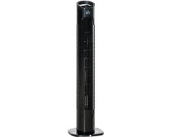 Torenventilator zwart HOMCOM 3 snelheden 70° oscillatie stille ventilator draaggreep 50W 78,5 cm