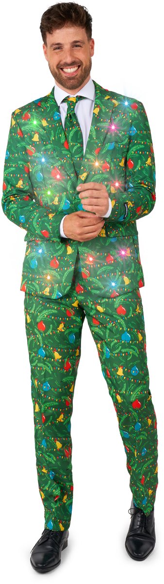 Suitmeister Christmas Green Tree - Light Up - Heren Pak - Kerst - Groen - Maat XL
