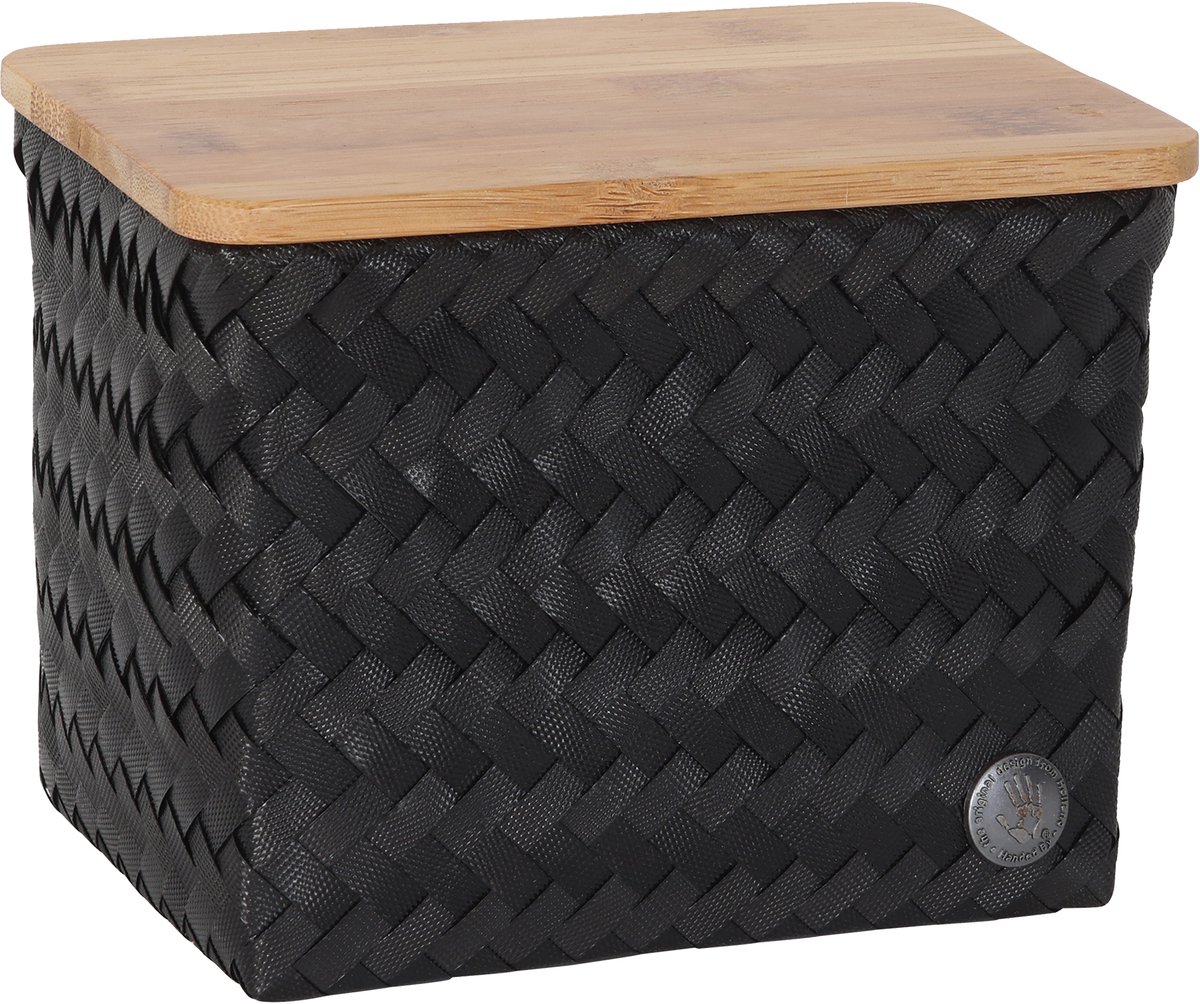 Handed By - Opbergmand met deksel - Organizer - Woonkamer - Kinderkamer - Badkamer - Top Fit small high - zwart, black