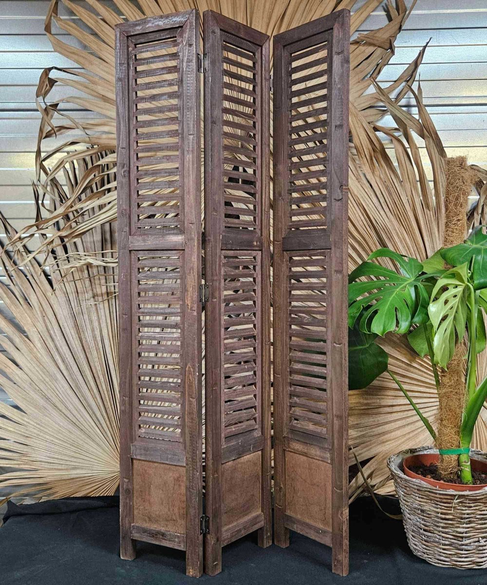 Inspiring Minds Raamscherm hout 118cm landelijke shutter bruin als raam scherm | Inspiring Minds Bruin 118cm