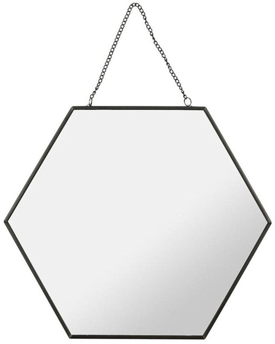 Ostaria Wandspiegel Industrieel - metaal - hexagon - D30 cm - wanddecoratie spiegels
