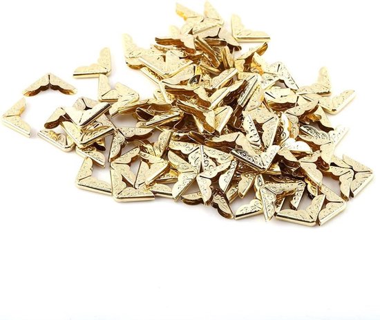 Allecto Plus - Coins de protection Goud, baleine, 100 pièces, bronze, style rétro, album de livres, Driehoek , Kit , métal, coins de livres, protections d'angle, protections