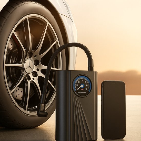 Draagbare Elektrische Luchtpomp Auto - Bedrade Compressor met Barometer - Voor Auto, Fiets, Motorbanden - Ballen - 150 PSI — afbeelding 5