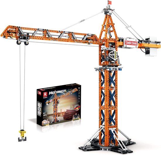 Reobrix - Technic Remote Control Hijskraan XL bouwset | Compatibel met lego mould king sluban of mega bloks | Creator ideas STEM modelbouw | Technische constructies speelgoed voor expert volwassenen & kinderen | 1288 bouwstenen