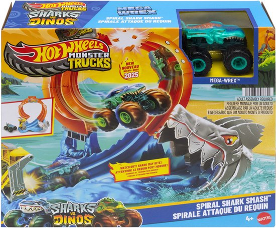 Hot Wheels Monster Trucks SPIRAL SHARK SMASH, Monstertruck & circuitset, 4 jaar, Kunststof, Meerkleurig van Hot Wheels — afbeelding 2