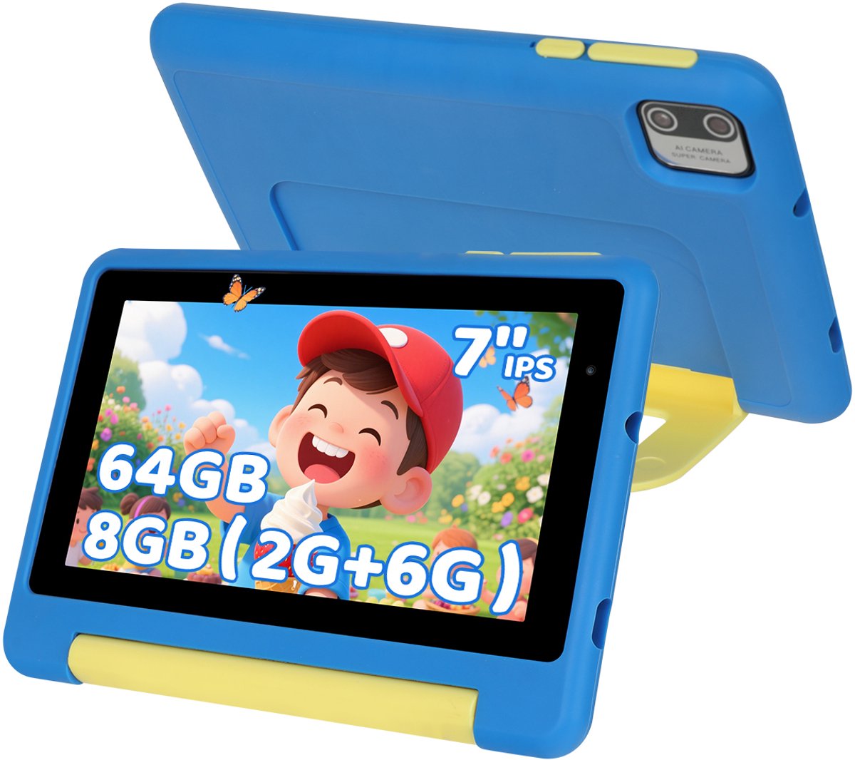 kotsren KT1018 - Android 13 kindertablet - 7 inch - 8(3+5)GB RAM/64GB ROM– 2500mAh - Blauw