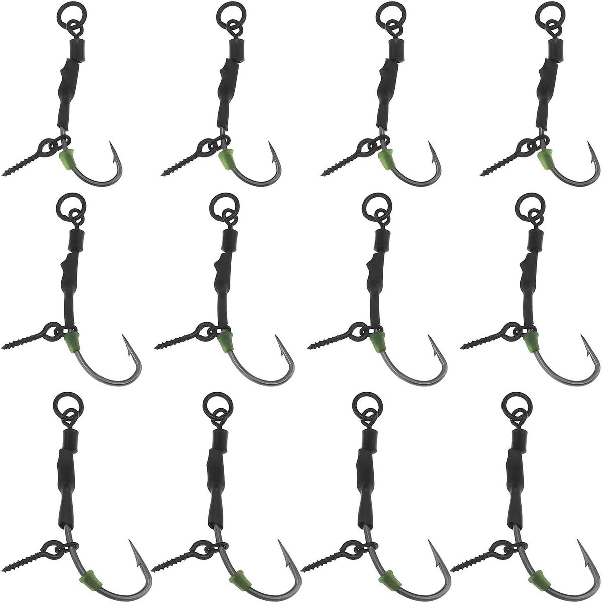 **12-delige set Swivel Style vishaak - tegen bodemvissen en karper - hoogwaardig staal**