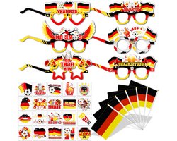 Allecto Plus - Voetbal EM Partybril met Tijdelijke Tatoeages - Duitsland Frankrijk Engeland - EK 2024 Decoratie