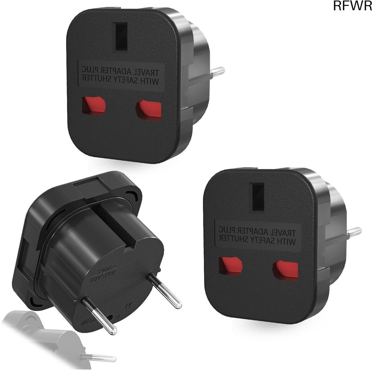 RFWR® Universele Reisadapter UK naar EU - Type G naar E/F Stekkeradapter voor Reizen in Europa