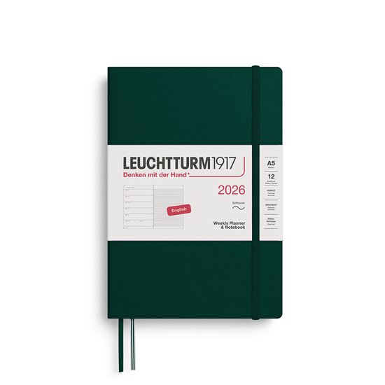 Leuchtturm1917 - Weekly Planner&Notebook - A5 - 12 maanden - 2026 - Softcover - Forest Green