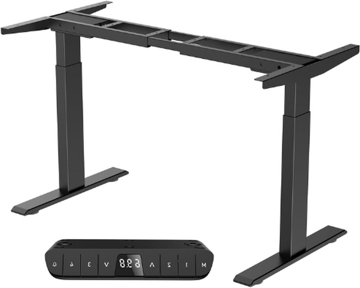 Thuys – In Hoogte Verstelbaar Bureauframe Met 2 Motoren – Tafelframe – Elektrisch Met 2 USB – Zwart