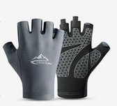 Vingerloze Sporthandschoenen - Antislip grip - Unisex - Zeilhandschoenen vingerloos - Handschoenen Sport - Vishandschoenen - Roeihandschoenen - UV Zonbescherming en halve vingers - Ideaal voor vissen, zeilen, kajakken - Grijs