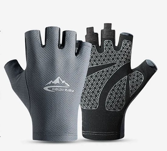 Vingerloze sporthandschoenen – unisex – antislip – UV-bescherming – grijs