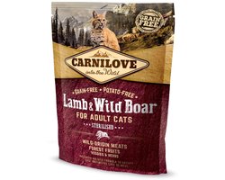 Kattenvoer CARNILOVE - Lam en Wild Zwijn - Graanvrij, 400gr, Geschikt voor Gesteriliseerde Katten