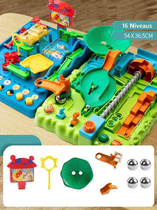 2-in-1 knikkerbaan bordspel/jungle avontuur + water avontuur/educatief speelgoed/knikkerbaan doolhof/verjaardagscadeau en vakantiecadeau