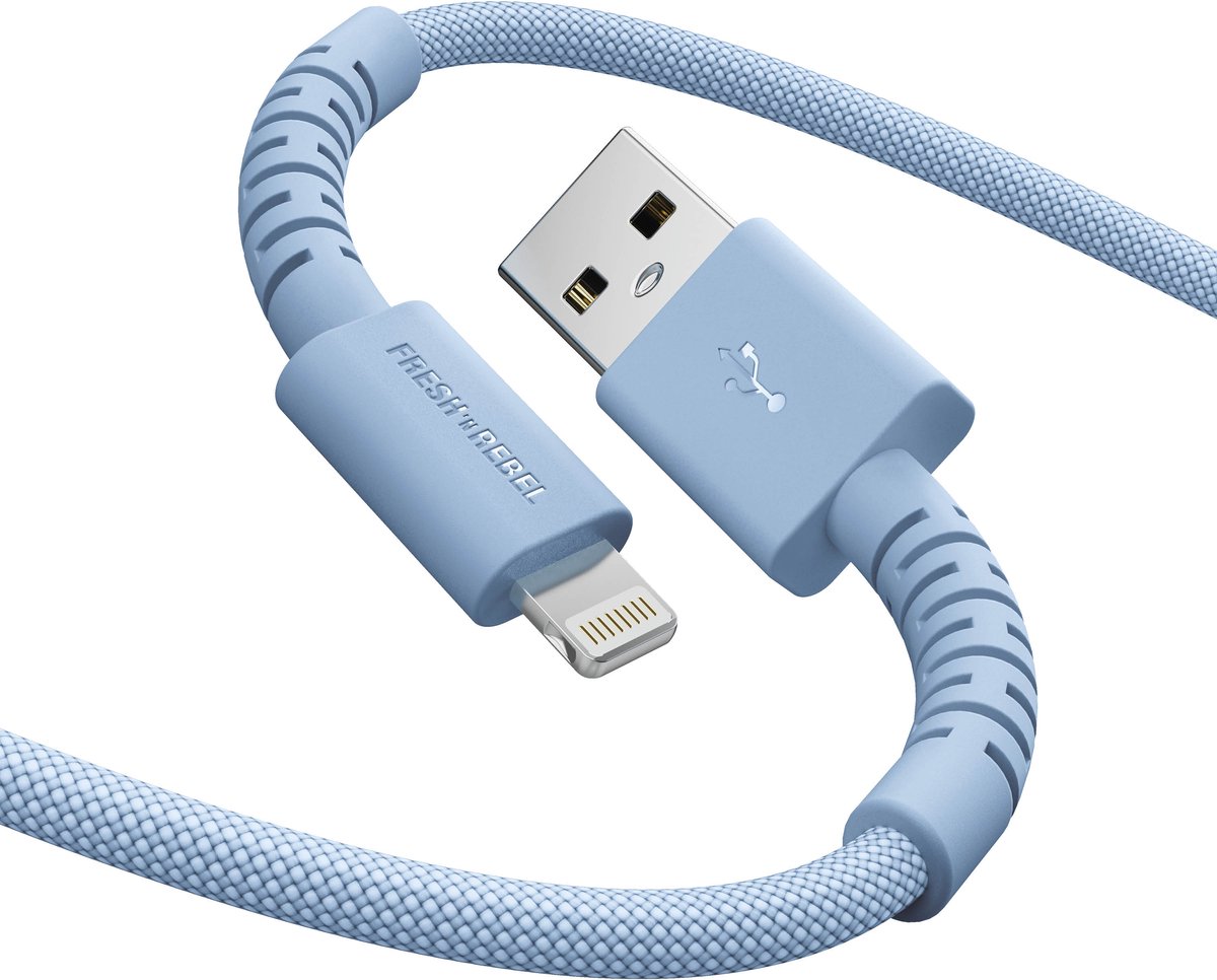 Fresh 'n Rebel Flexwave Silicone Braided Usb-a Naar Lightning Usb-kabel 2 M Vivid Blue