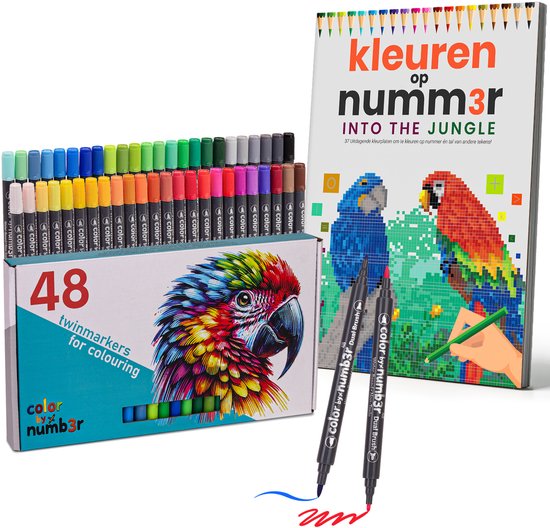 Kleuren op Nummer voor Volwassenen | Into The Jungle | Inclusief Bijpassende Stiften | Kleurboek voor Volwassenen Dieren | Kleuren op Numm3r | Color by Number | Kleuren Volwassenen | Twinmarkers