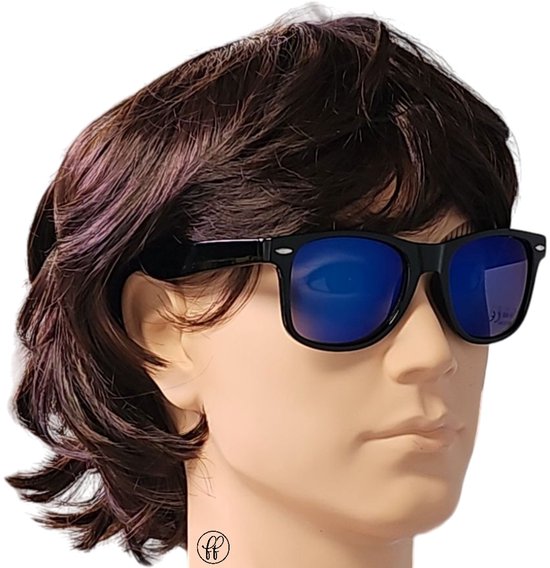 Fako Fashion® - 3x Heren Zonnebril - Dames Zonnebril - Classic - UV400 - Mat Zwart - Blauwe Spiegelglazen - 3 Stuks van Fako Fashion® — afbeelding 5