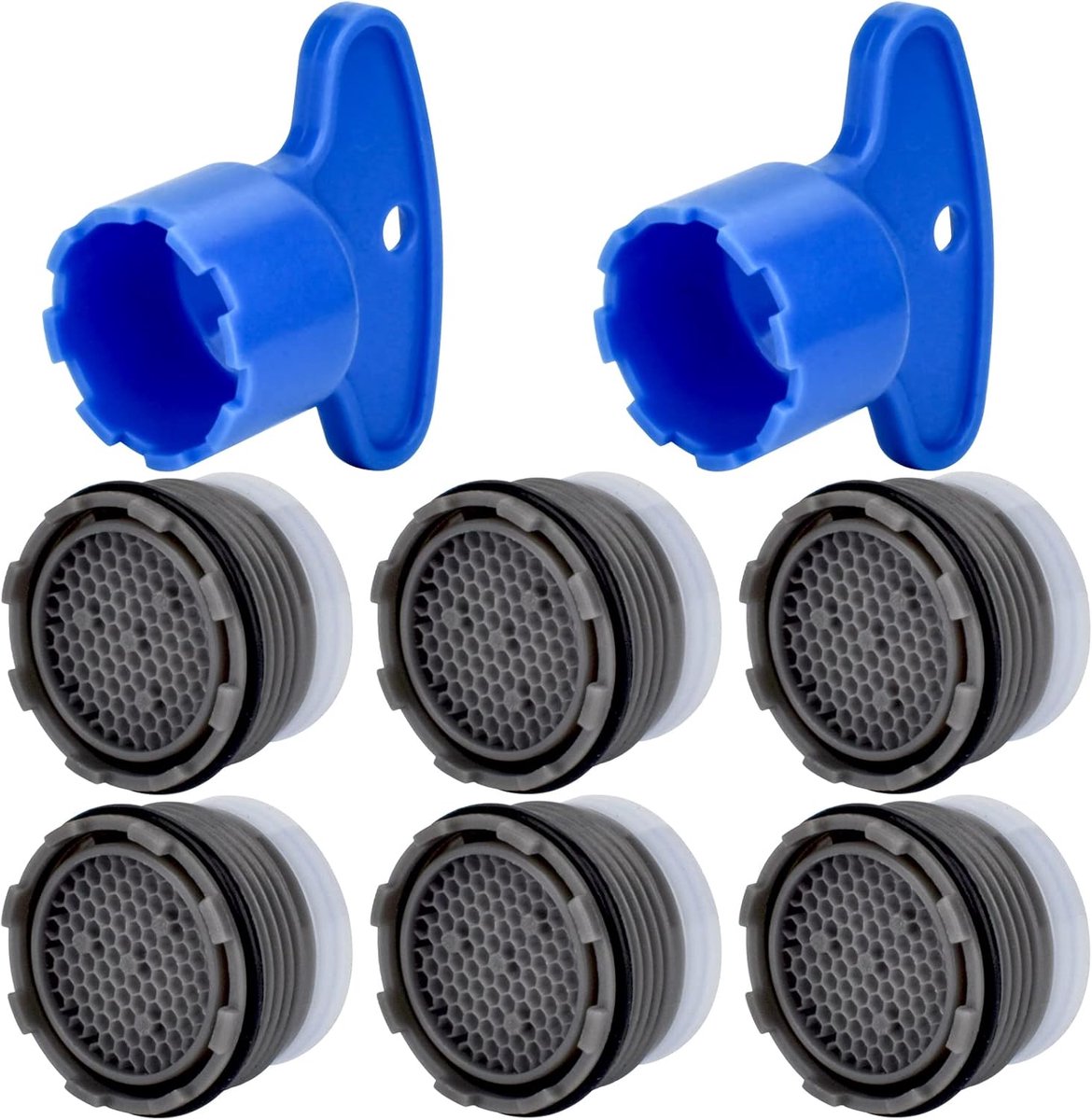 Set van 6+2 - Kraanbeluchter - Ingebouwde beluchter - Met verwijdergereedschap - 18,5 mm - Waterbesparende stroombegrenzerset, vervangende onderdelen voor badkamer of keuken