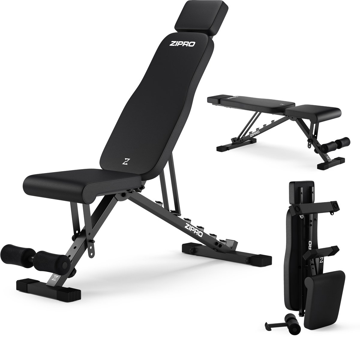 ZIPRO® Grind - Halterbank Verstelbaar - Multifunctionele Buikspierbank Fitness - Fitnessbank Inklapbaar - Workout Bank - max. 300 kg - Duurzaam en Comfortabel