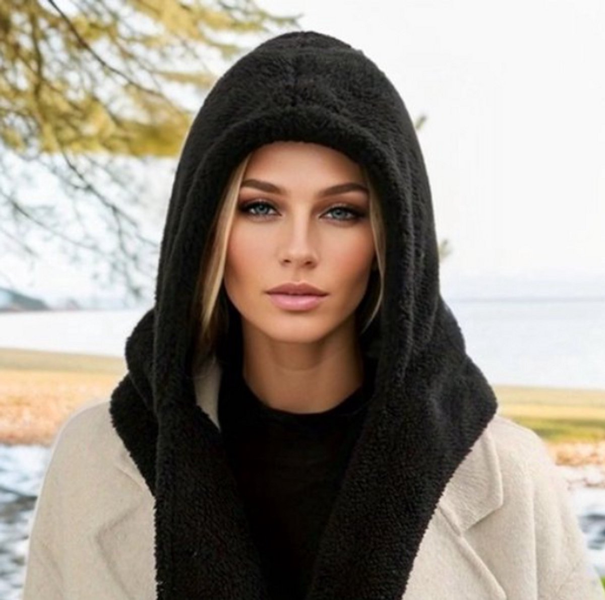 Luxe Dames Pluche Capuchon Sjaal – Superzacht, Warme en Stijlvolle Winteraccessoire |220x10 cm | Winter Sjaal Dames, Pluche Sjaal, Capuchon Sjaal, Warme Sjaal, Winteraccessoires Dames