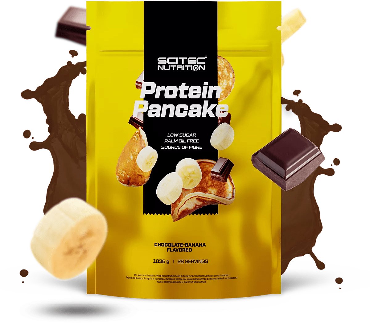 Scitec Nutrition® - Protein Pancake (1036 gram - Chocolate/Banana) - Chocolade/Banaan - 28 pannenkoeken - proteine pannenkoekenmix - proteine pannenkoeken - eiwitrijke pannenkoeken - 30% eiwit - havermeel - koolhydraten - poeder - bakmix
