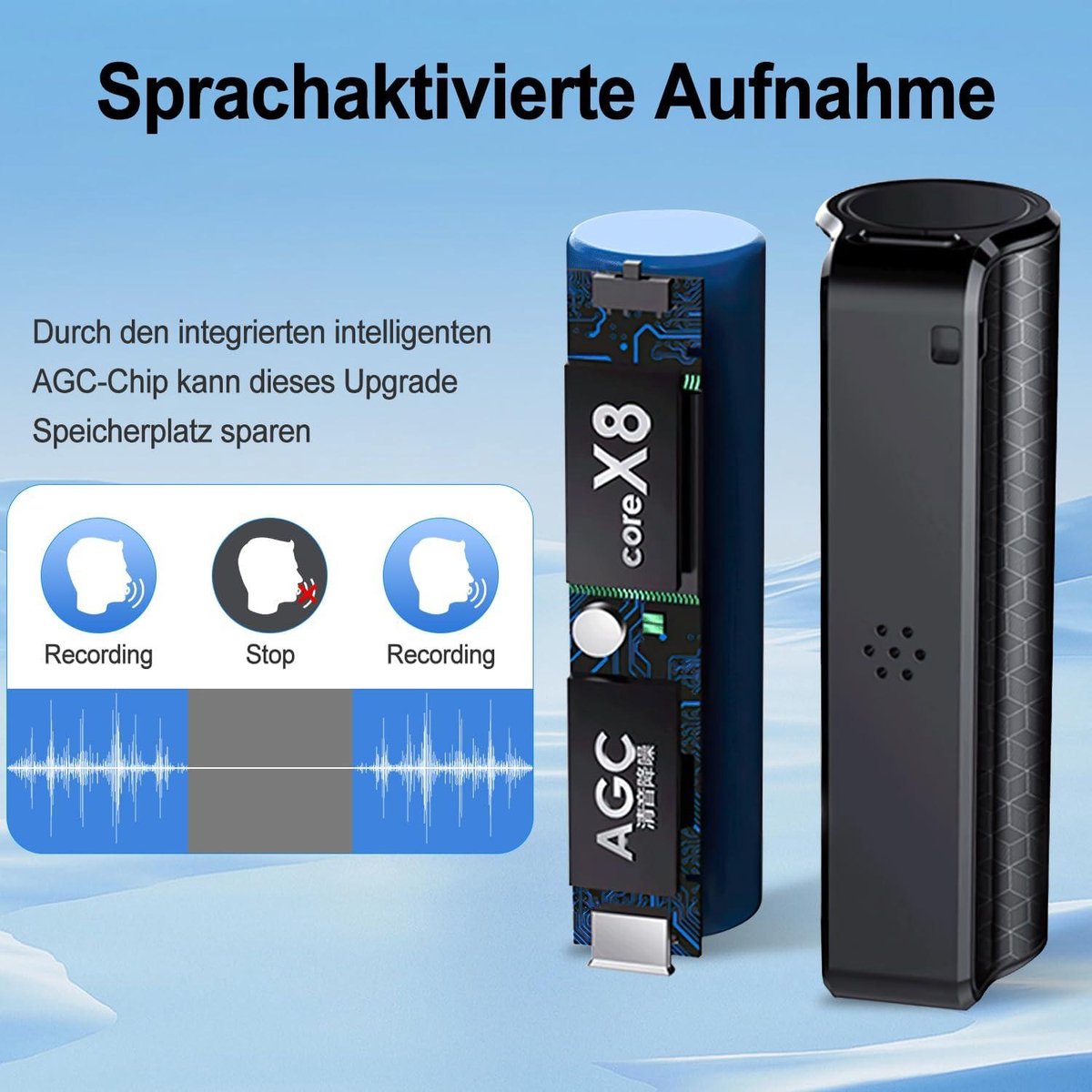 Afbeelding 3 van 64 GB dicteerapparaat met spraakherkenning en hoofdtelefoon, geschikt voor lezingen en vergaderingen