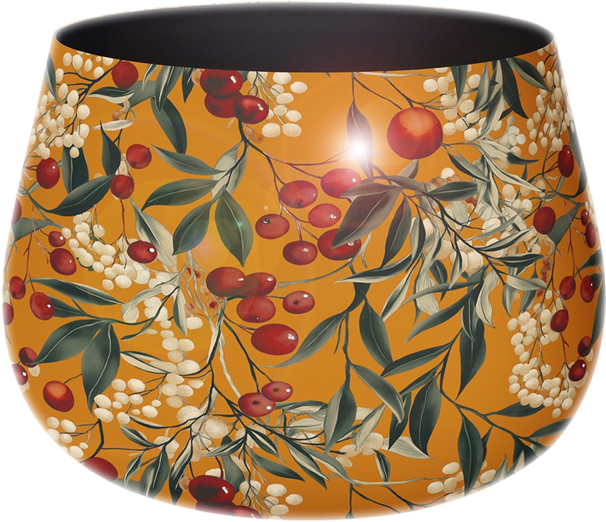 by Mooss - Bloempot - Planter - Floral - Epoxy - Ø 45 x 34 cm - Middel - Orange - Handgemaakt - Metaal - Trendy - Hip - Metallic - Highlight - Bessen