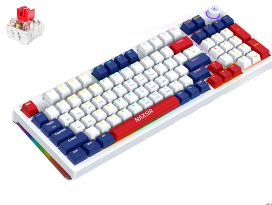 NAXSIR 3-Modus Mechanische Toetsenbord | Aanpasbare RGB-verlichting + Hyper-Snelle Drie-Modus Connectie (Bluetooth 5.0/2.4GHz/USB) | Voor Win/Mac