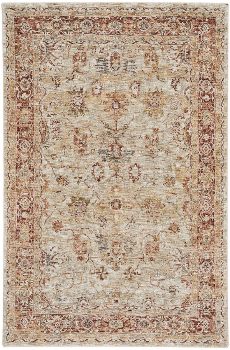 Nourison Sahar Ivory SHR02 Vloerkleed - 69 x 310 cm - Ivoor,Oranje - Rechthoekig, Loper - Polyester - Eetkamer, Woonkamer, Slaapkamer - Ethnisch - Vintage, Klassiek