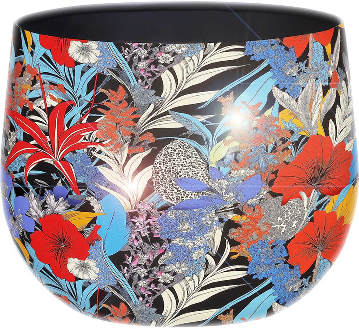 by Mooss - Bloempot - Planter - Floral - Epoxy - Ø 20 x 16 cm - XL - Blauw - Handgemaakt - Metaal - Trendy - Hip - Metallic - Highlight - Bloemen