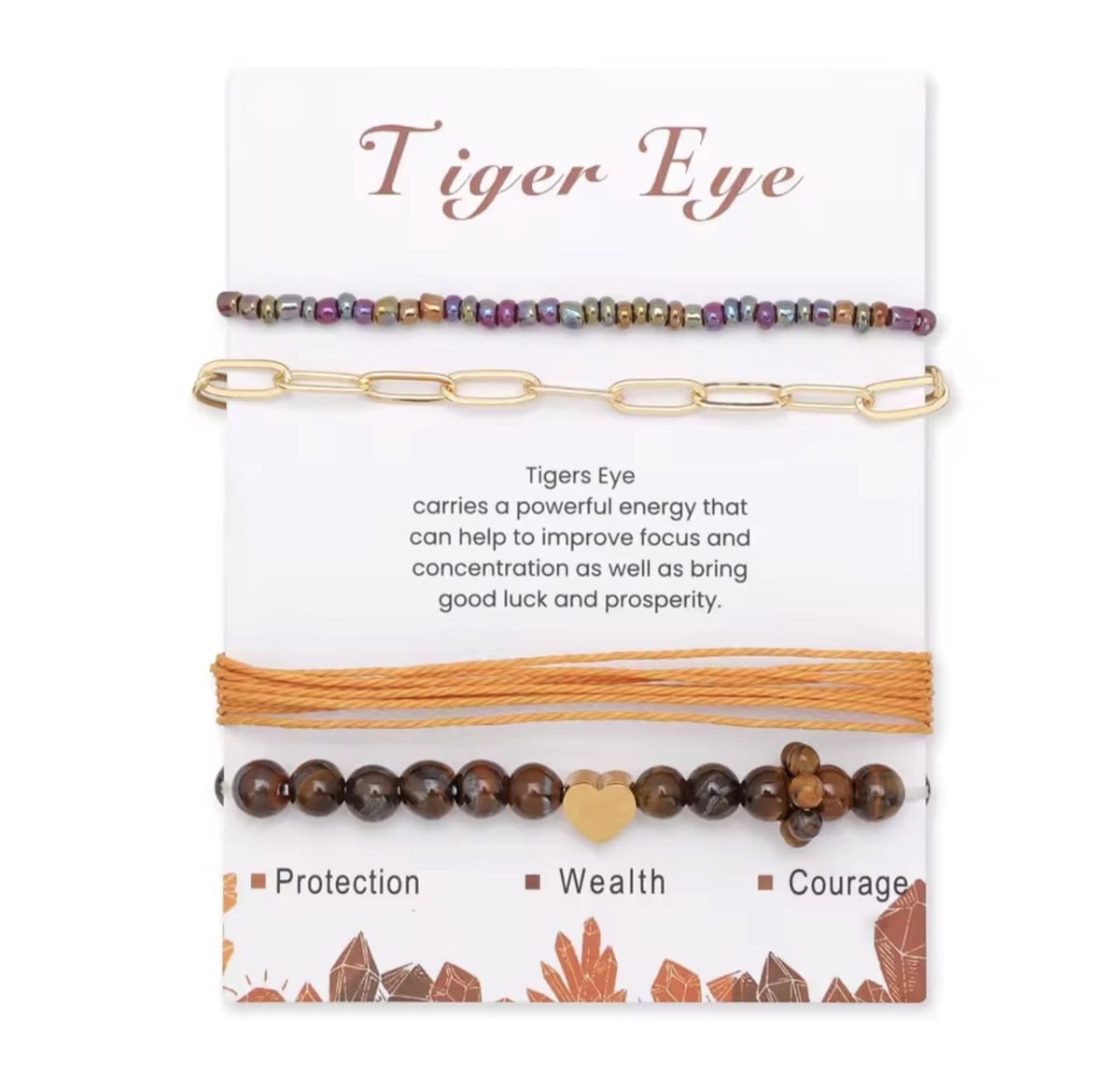 S4H Combo Tijgeroog Edelstenen Armbanden kralen / size 19 cm