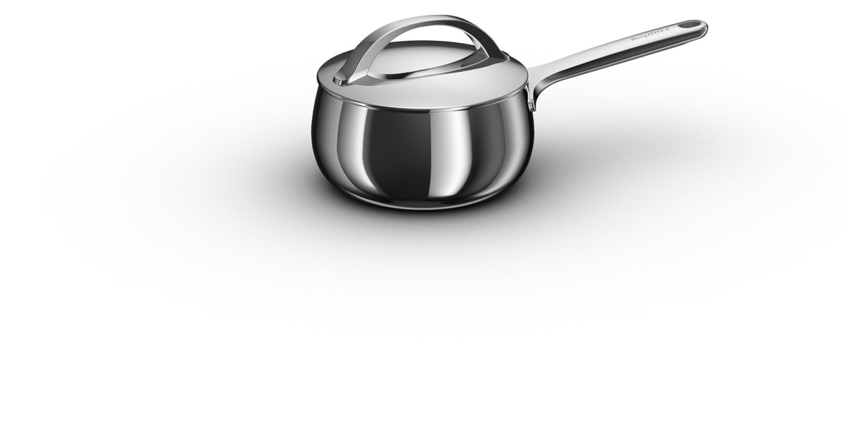 BergHOFF Home Steelpan 16 cm - Rvs Steelpan met Deksel - PFAS-Vrije-Kasserol - Geschikt voor Inductie en Alle Warmtebronnen - Oven- en Vaatwasserbestendige Pan - 1,9 L - Stellar Steel