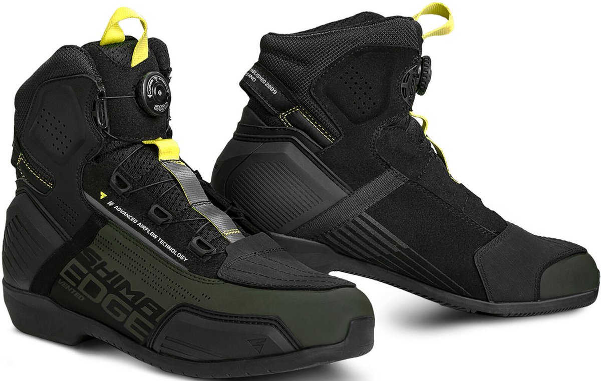 SHIMA Edge Vented Zwart Donkergroen Motorschoenen - Laars