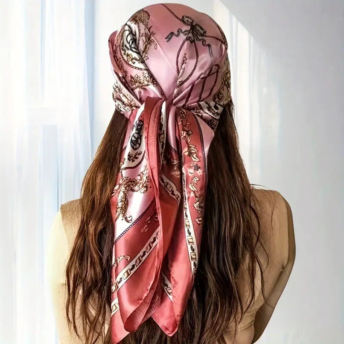 Hoofdsjaal - Satijnen Haar Sjaal - Festival Look - Vierkante Sjaal - Fantasie - Zomer Sjaal - Haarband - Classy - Groen - Blauw - Rosa
