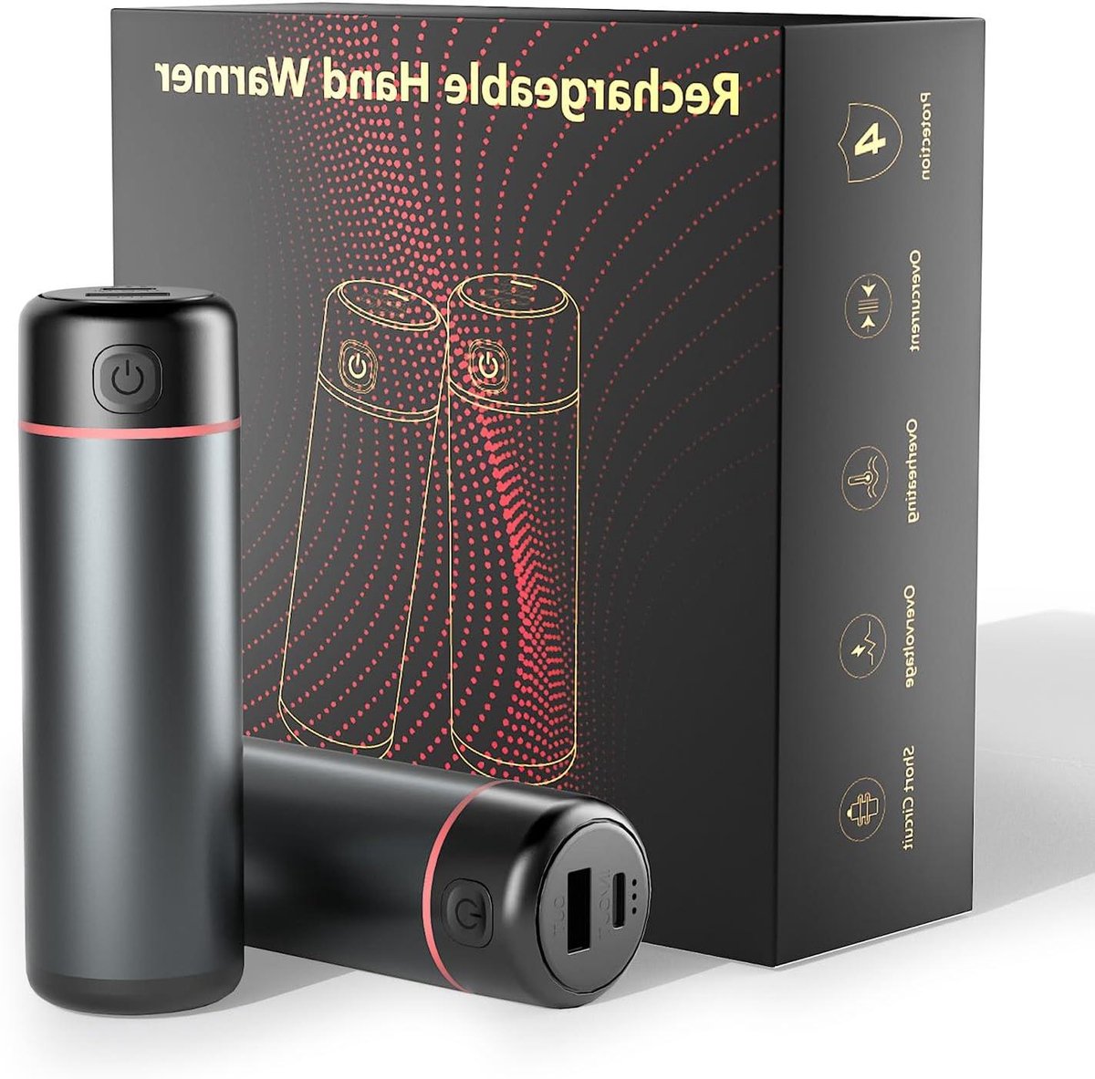 - Elektrische handwarmers 2 stuks met USB-powerbank - Herbruikbaar - Snel opladen - Winter warm cadeau - Grijs - Handwarmers voor liefhebbers - Draagbaar.