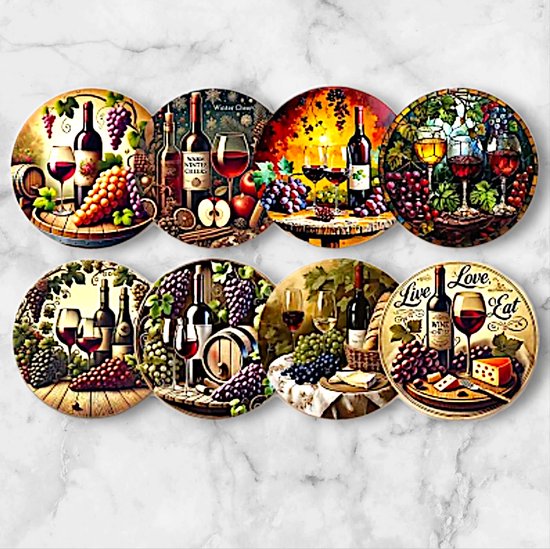 Sous-verres de verre - 8 pièces - Bois